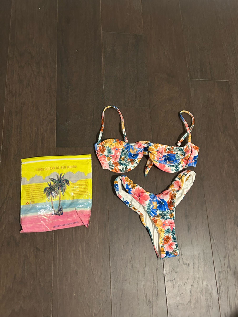 FarmRio Floral Multicolor Bikini Top and Bottom Set *New/never worn*